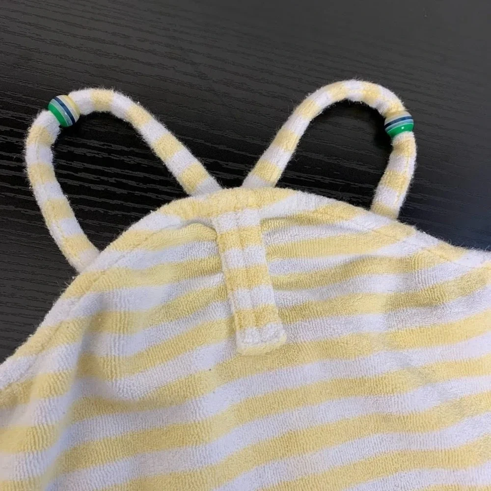 Vintage Gymboree White/Yellow Striped Terrycloth Tank‎ Top Beach Girl Kid's 4
